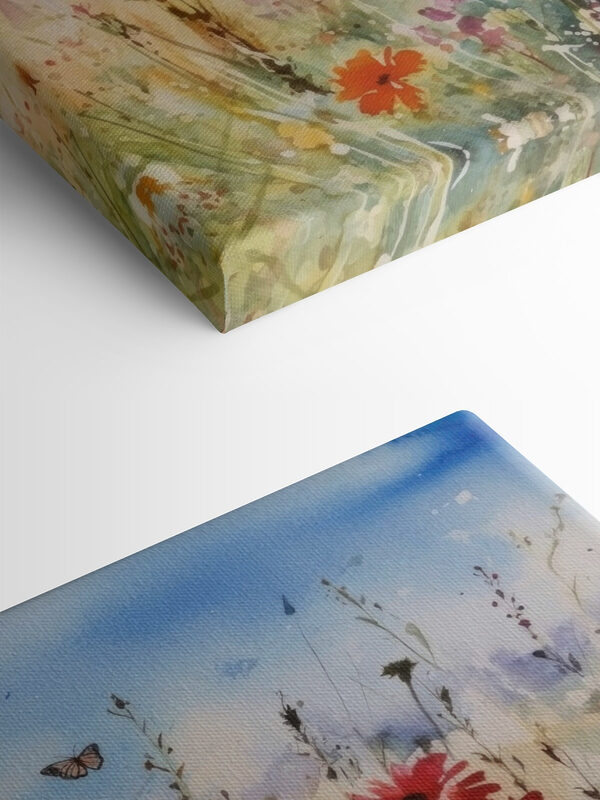 A watercolor painting of flowers and a butterfly