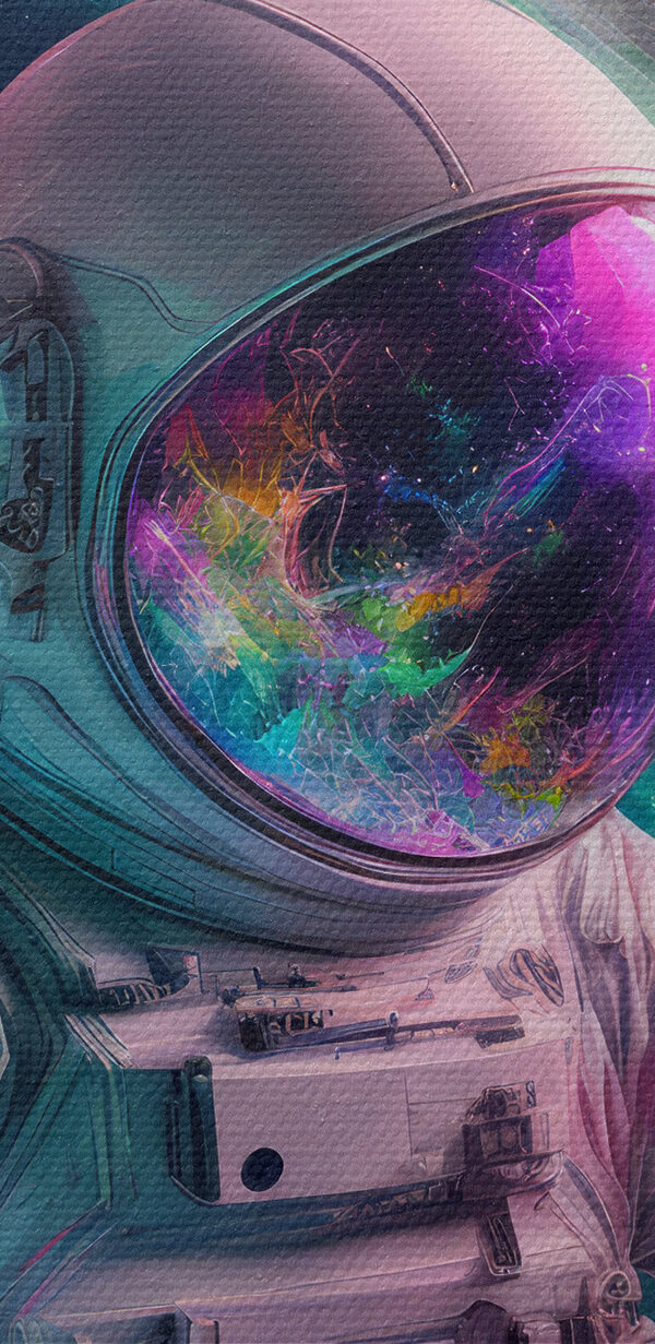 An astronaut in a colorful circle An astronaut in a colorful circle