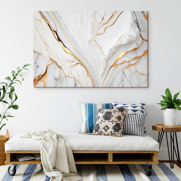 Elegant marble with amber swirls