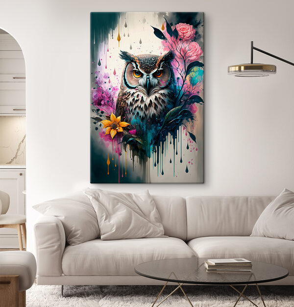 An owl with flowers