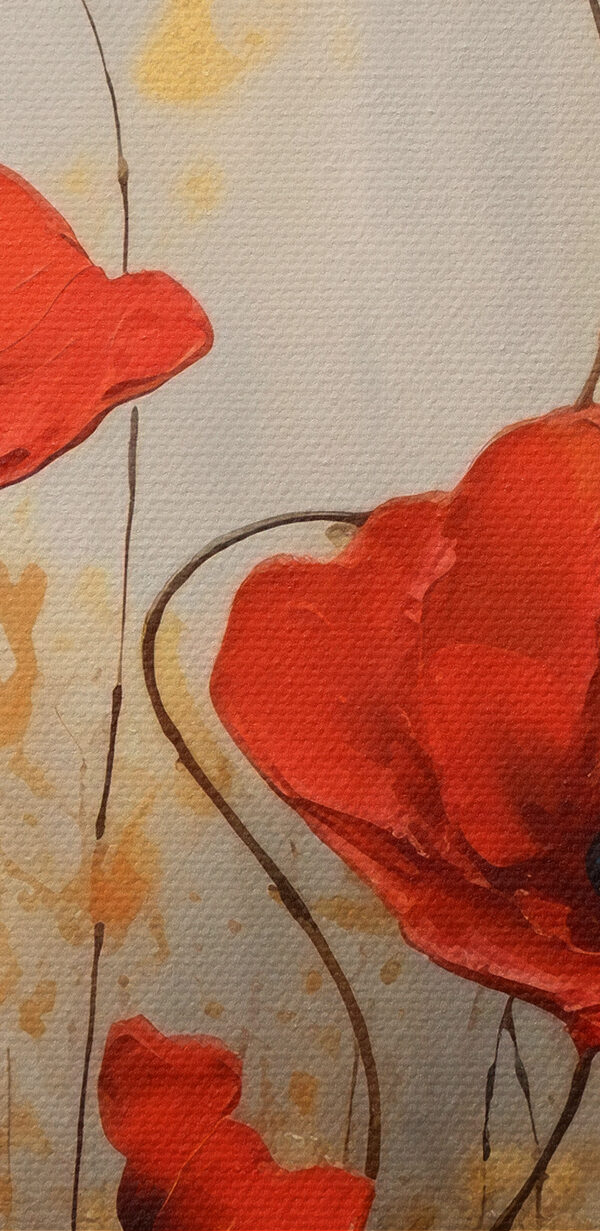 A painting of red flowers