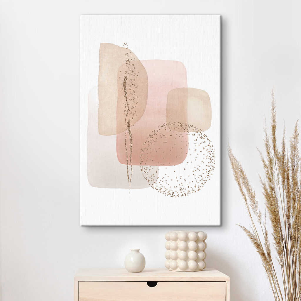 A watercolor painting of squares and dots