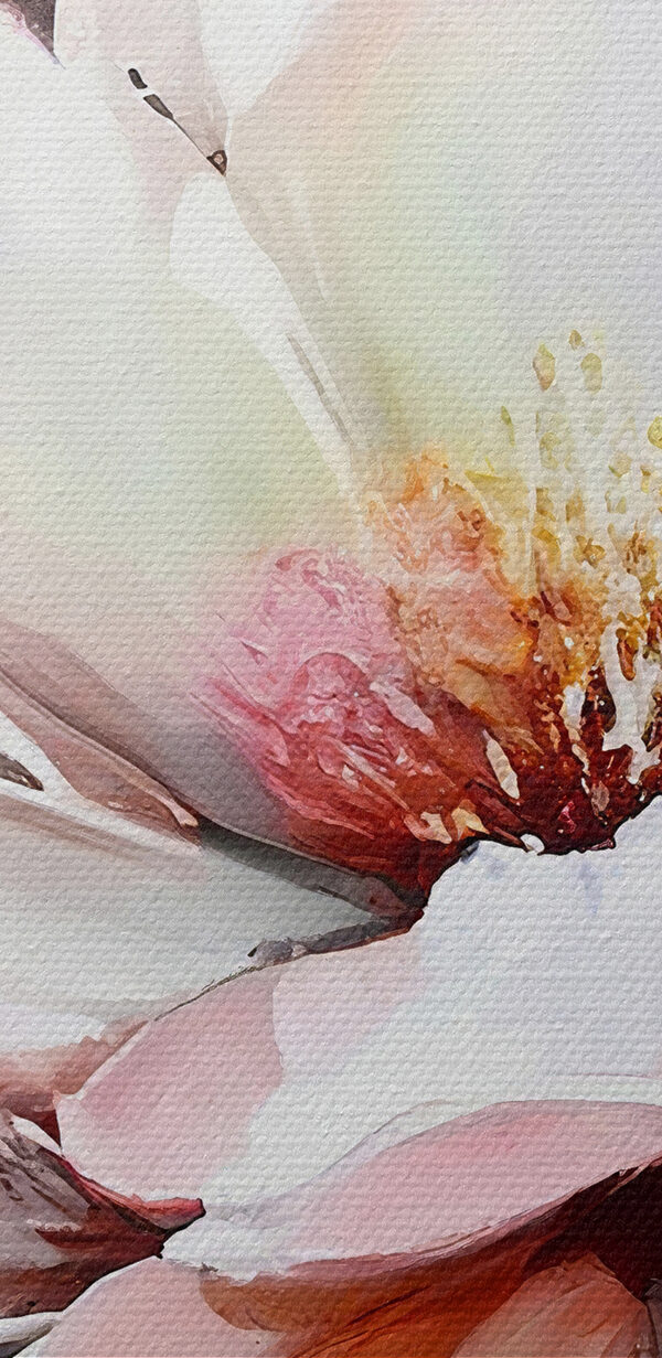 A painting of flowers on a white surface