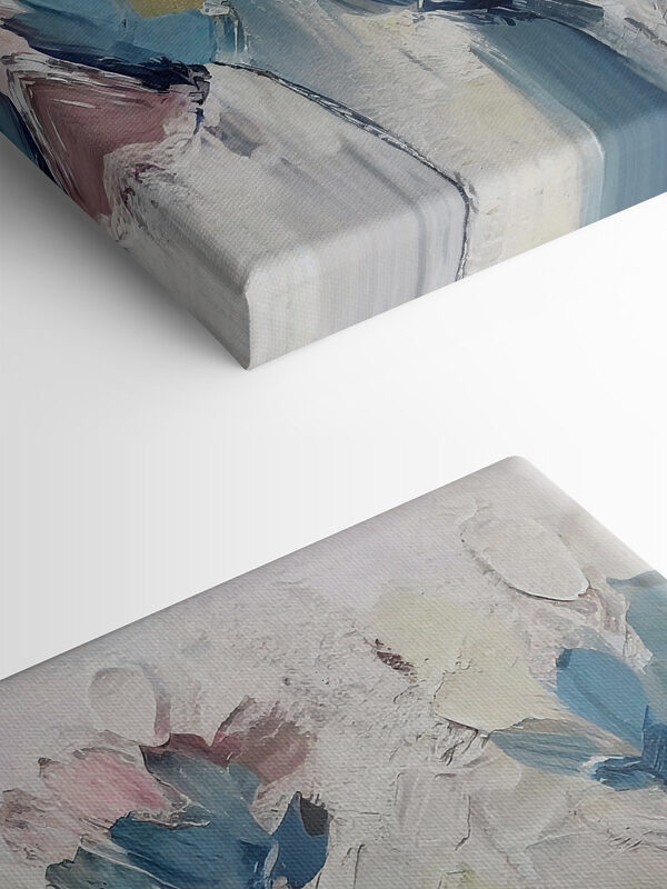 A painting of flowers on a white surface