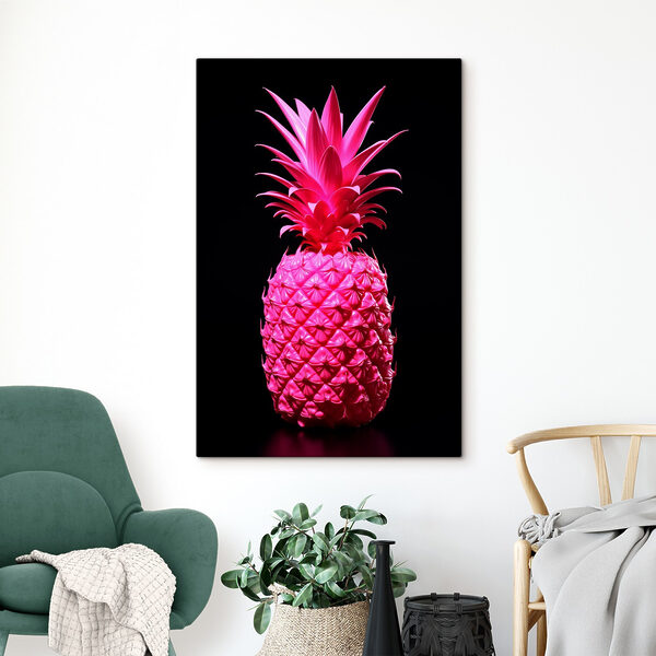 A pink pineapple with a black background A pink pineapple with a black background