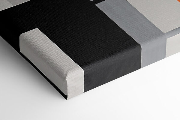 A painting of a black red and white rectangles A painting of a black red and white rectangles