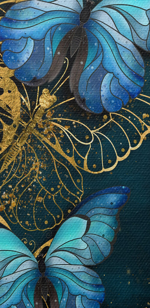 A group of butterflies on a blue background A group of butterflies on a blue background