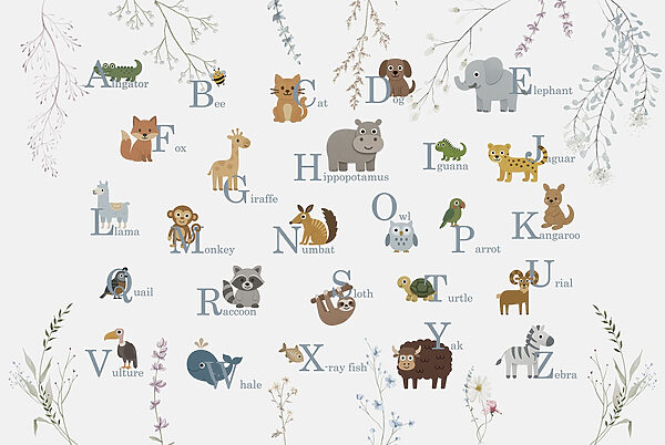Group of animals with letters