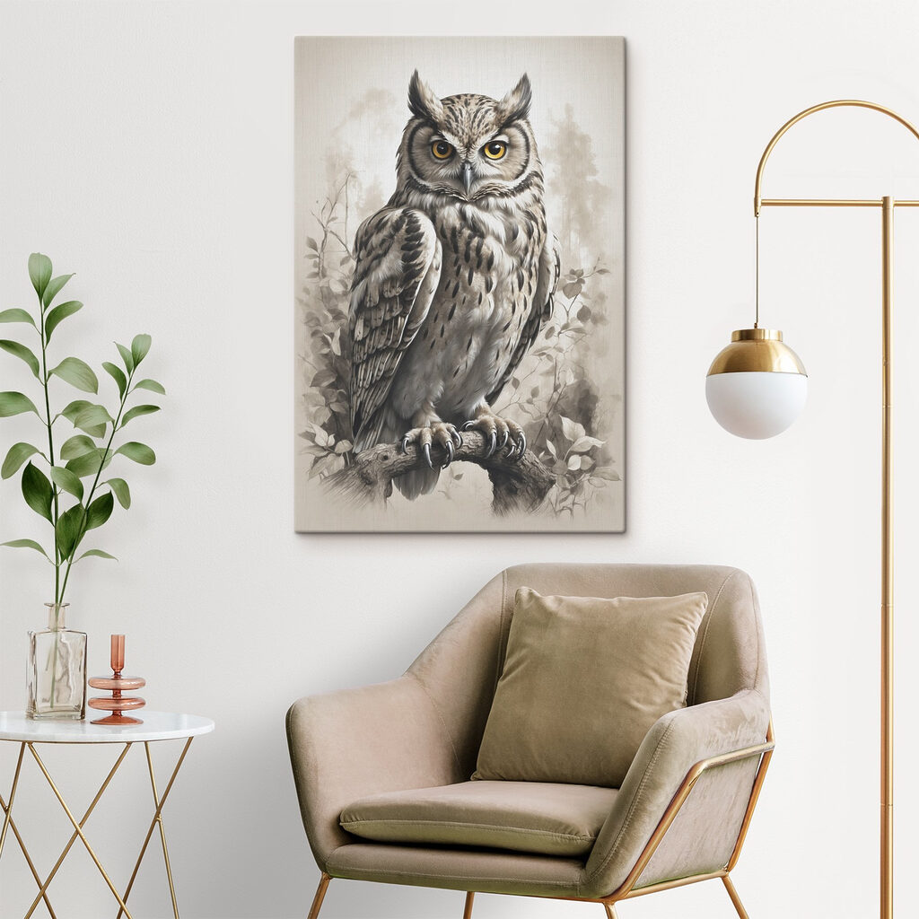 A painting of an owl A painting of an owl