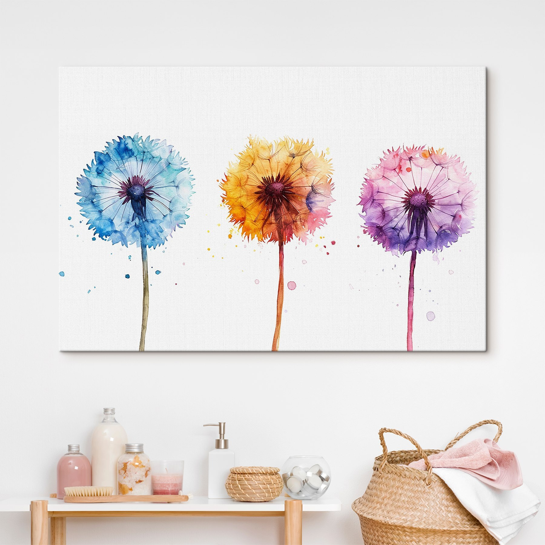 A group of colorful dandelions A group of colorful dandelions