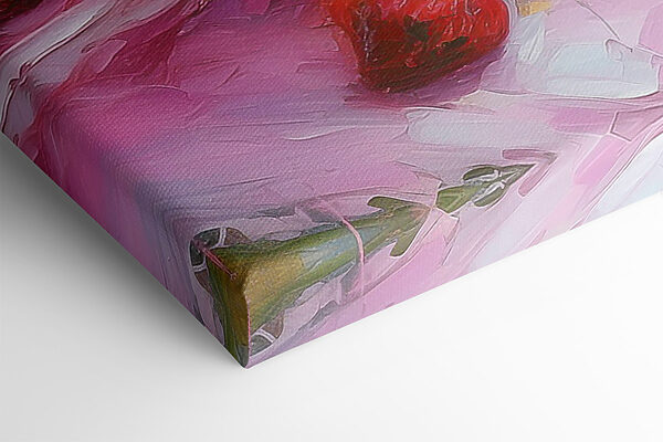 A painting of a cake with strawberries on top