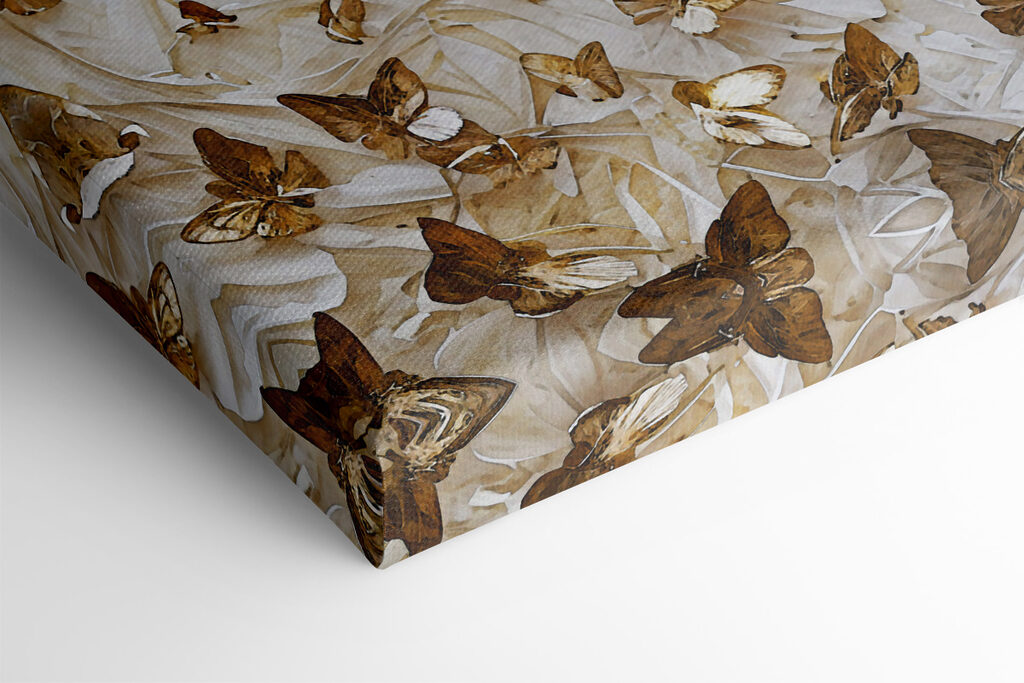 Butterflies dancing on textured canvas