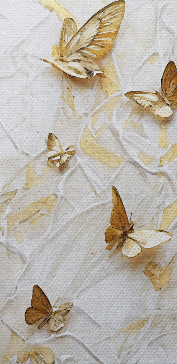 Butterflies dancing on textured canvas