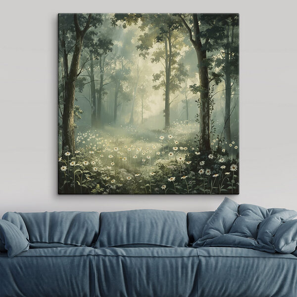 Forest with flowers and trees