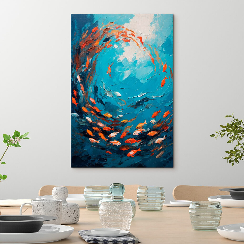 Painting of fish swimming in the water Painting of fish swimming in the water