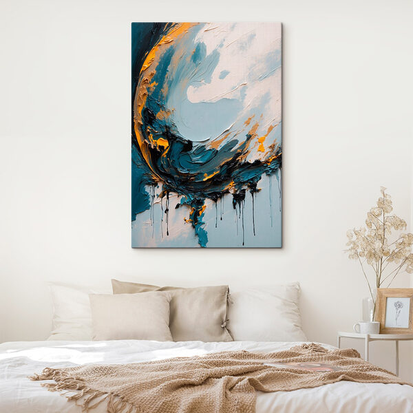 Dipinto realizzato con colori blu e arancione Quadri Dipinto realizzato con colori blu e arancione