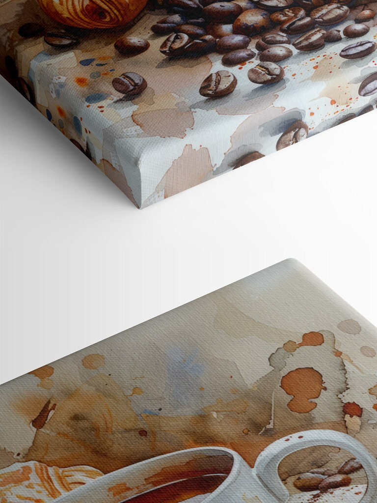 Watercolor of a cup of coffee and a croissant Watercolor of a cup of coffee and a croissant