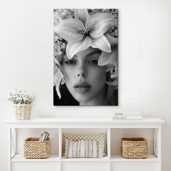 Woman with flowers on her head