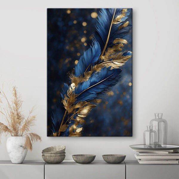 Vibrant feathers against a dark backdrop Vibrant feathers against a dark backdrop