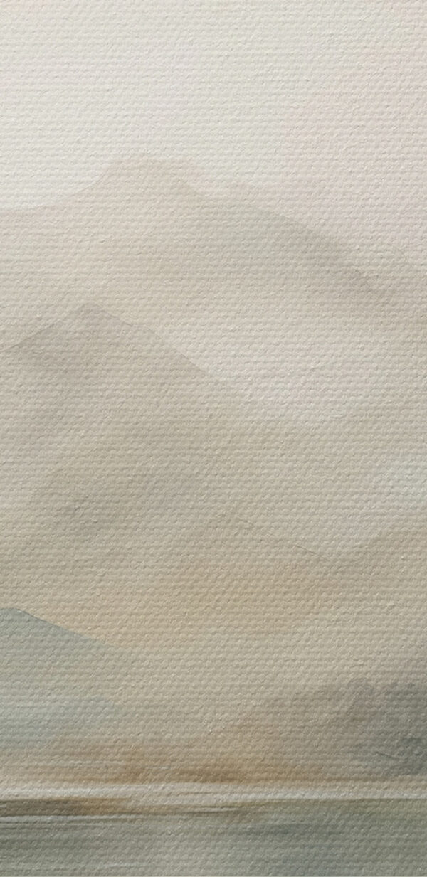 Watercolor of a lake with mountains in the distance