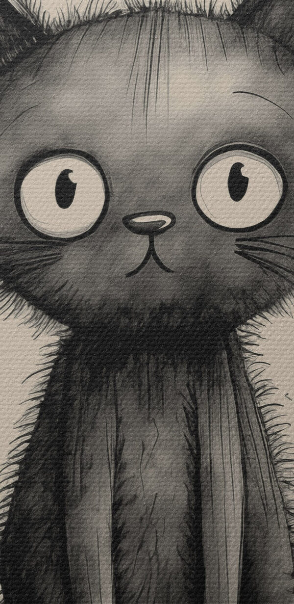 Black cat with big eyes