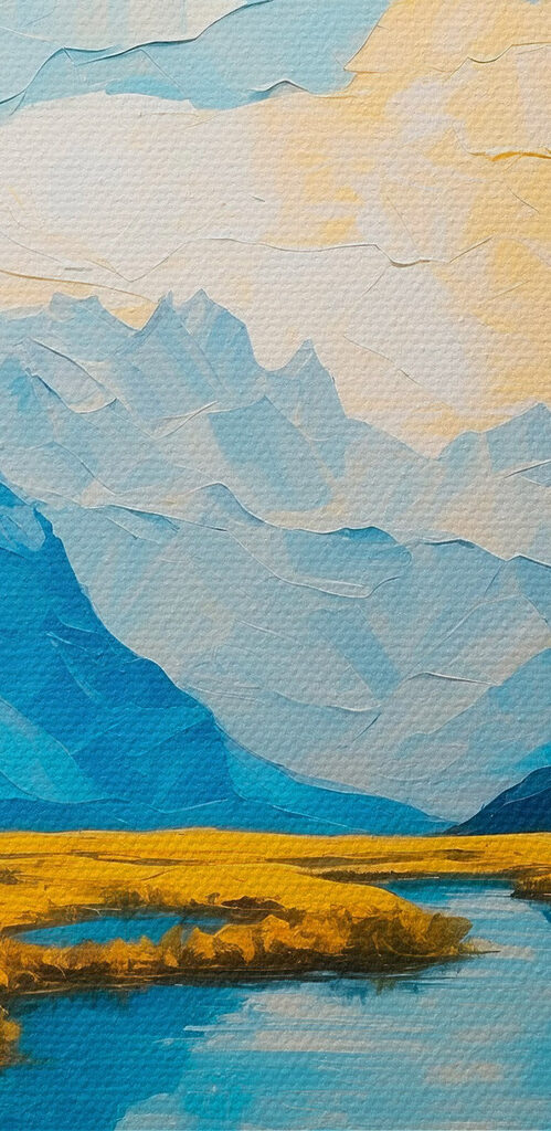 s43449pzvl 499x1024 - Dipinto raffigurante un fiume con montagne ed erba - tegory