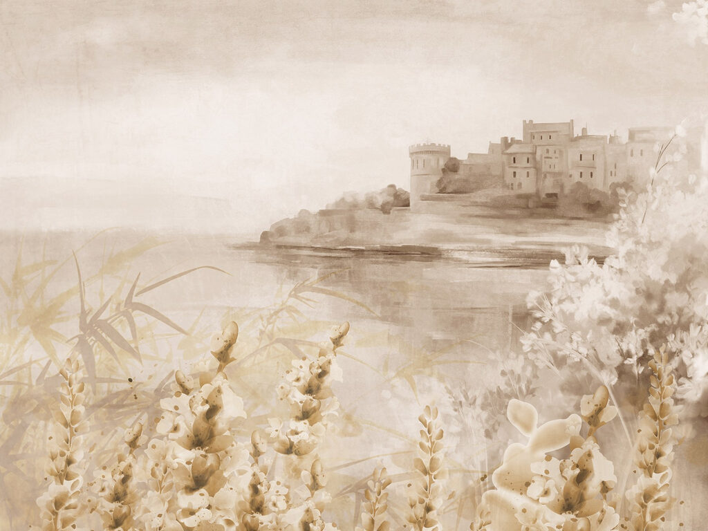 Pittura di un castello e di un lago Pittura di un castello e di un lago