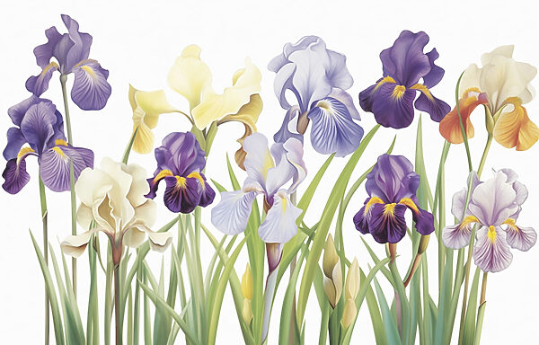 Gruppo di fiori bianchi e viola Gruppo di fiori bianchi e viola