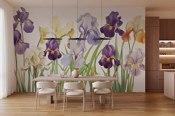 Gruppo di fiori bianchi e viola Gruppo di fiori bianchi e viola