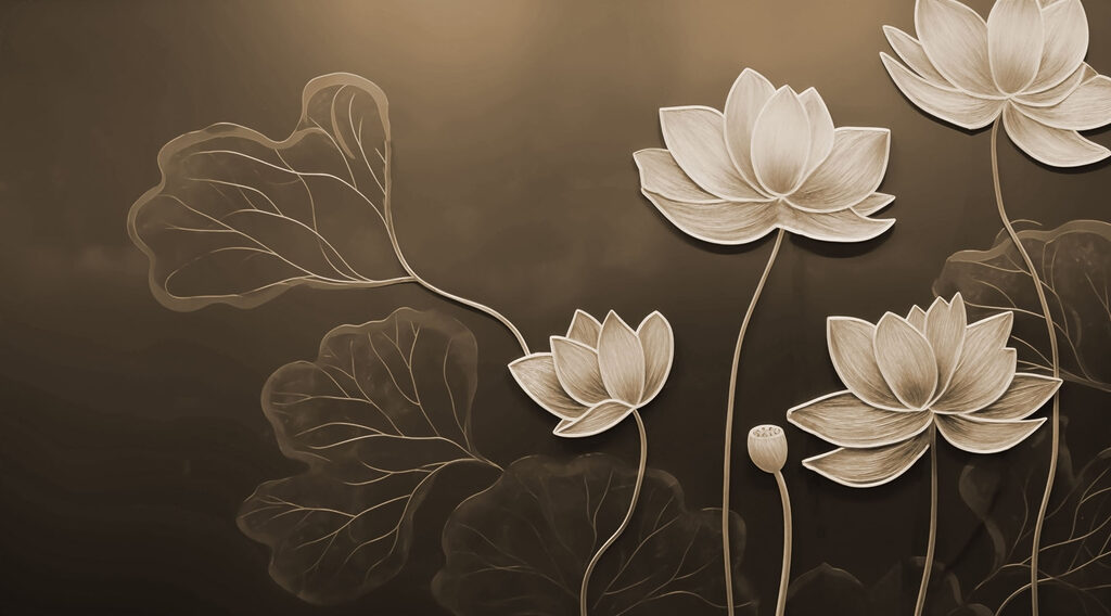 Fioriture serene su una tela tenue Fioriture serene su una tela tenue