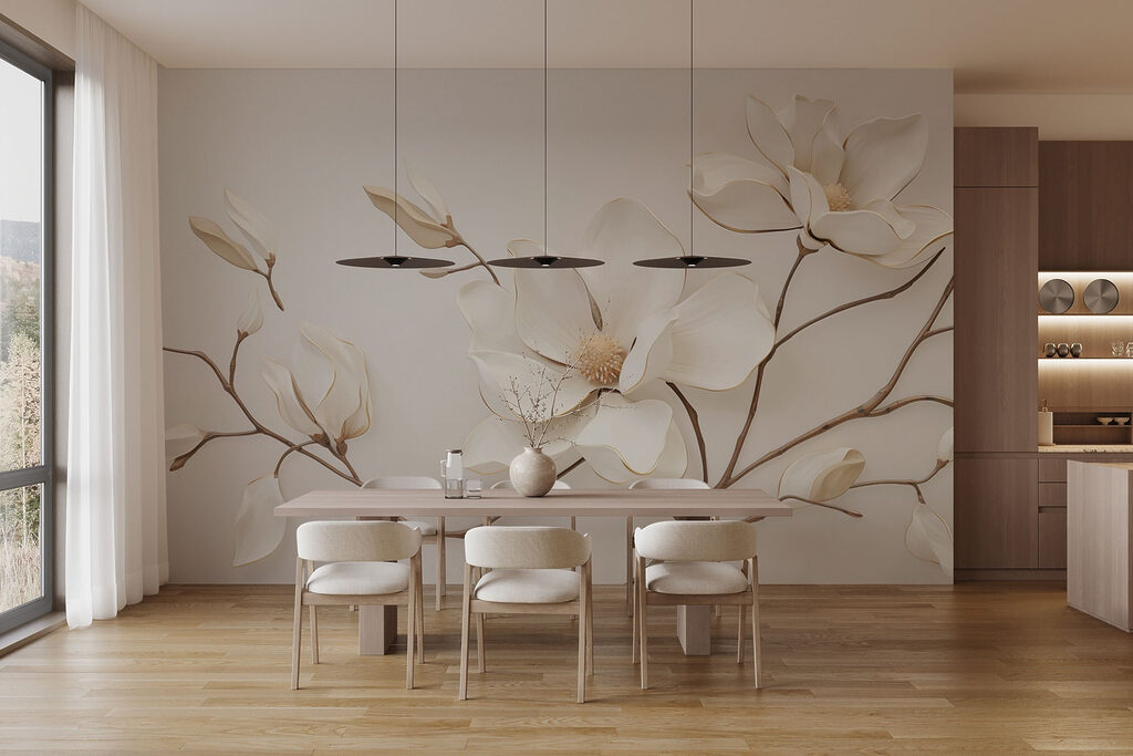 White flower on a branch White flower on a branch