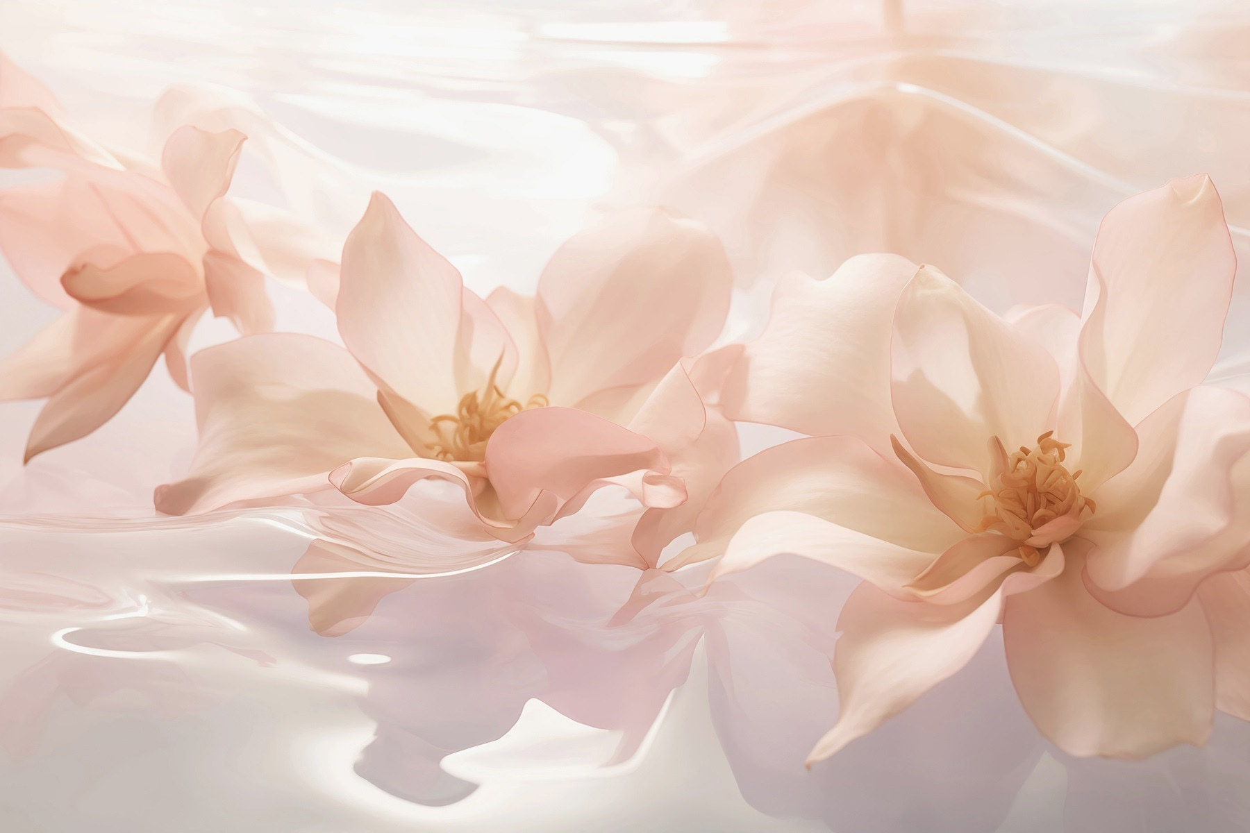 Group of pink flowers floating in water