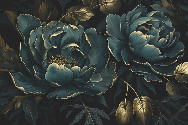 Peonie blu strutturate su sfondo scuro Peonie blu strutturate su sfondo scuro