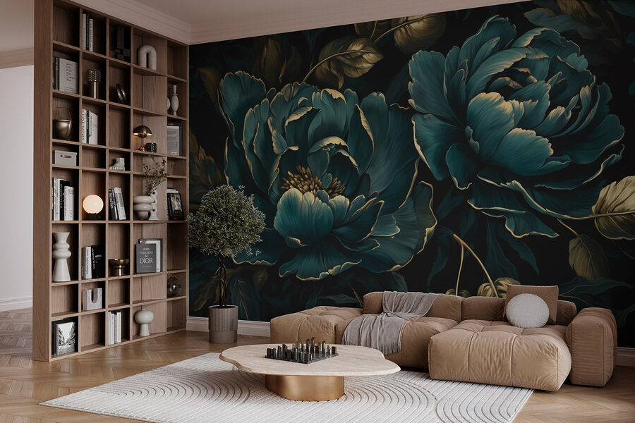 Peonie blu strutturate su sfondo scuro Peonie blu strutturate su sfondo scuro