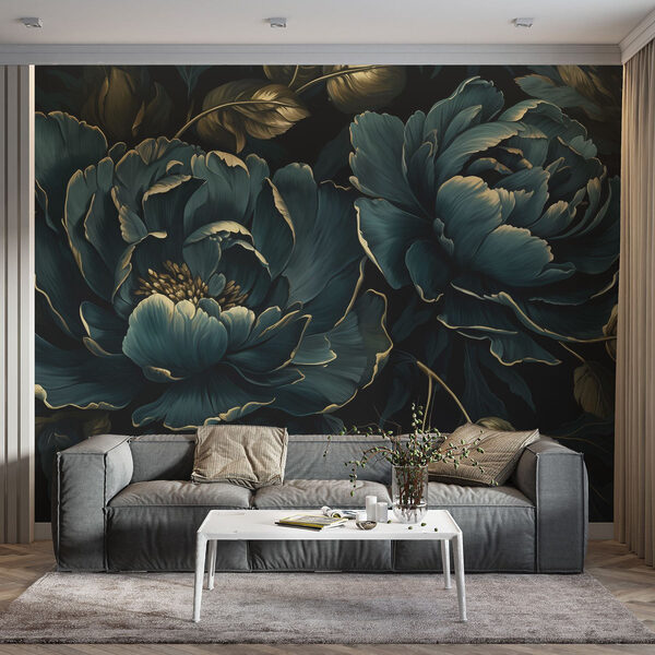 Peonie blu strutturate su sfondo scuro Peonie blu strutturate su sfondo scuro