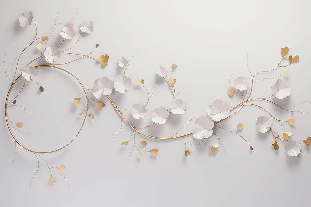 Elegante decorazione floreale su una parete Elegante decorazione floreale su una parete