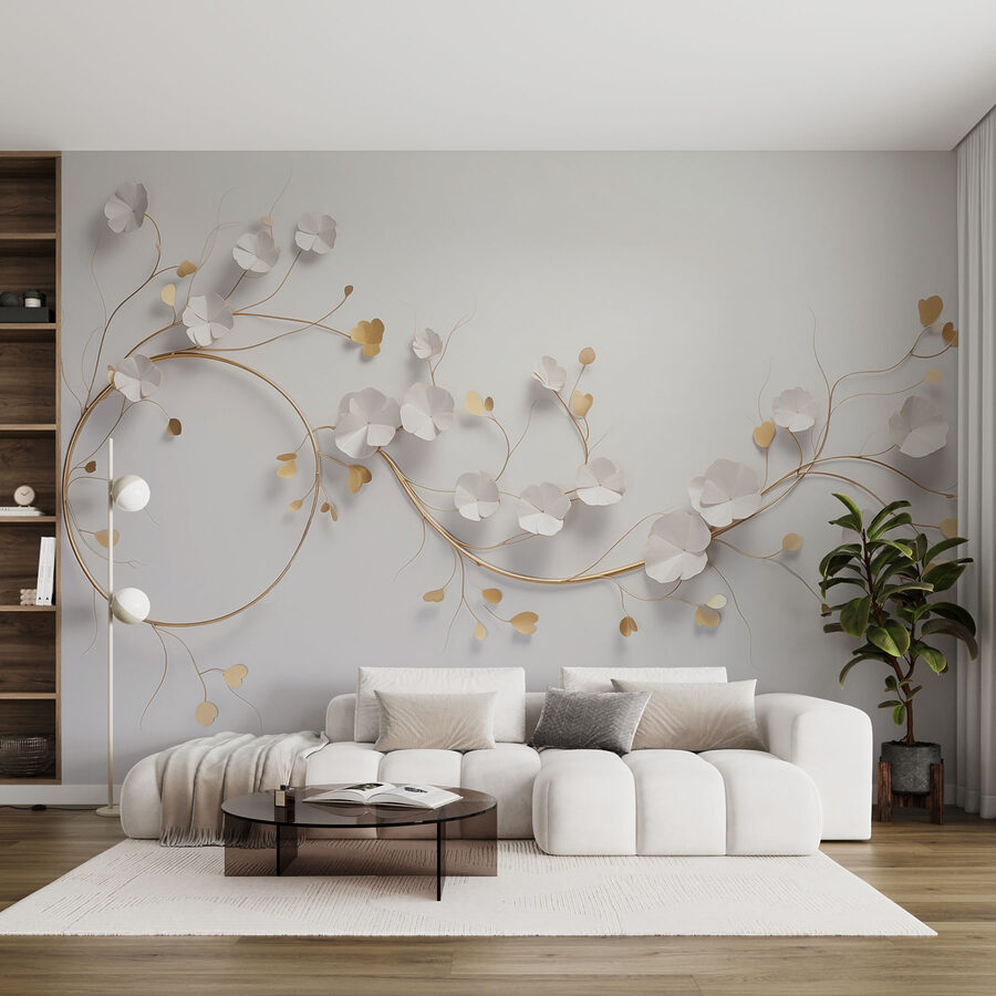 Elegante decorazione floreale su una parete