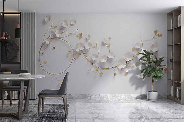 Elegante decorazione floreale su una parete Elegante decorazione floreale su una parete