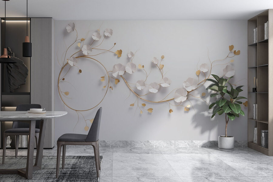 Elegante decorazione floreale su una parete
