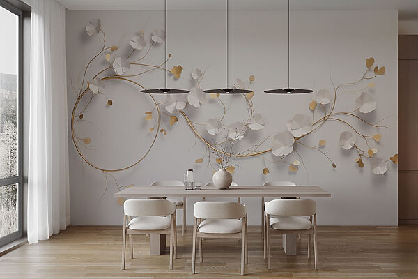 Elegante decorazione floreale su una parete Elegante decorazione floreale su una parete