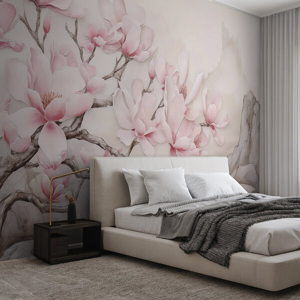 Pittura di un albero con fiori rosa Pittura di un albero con fiori rosa