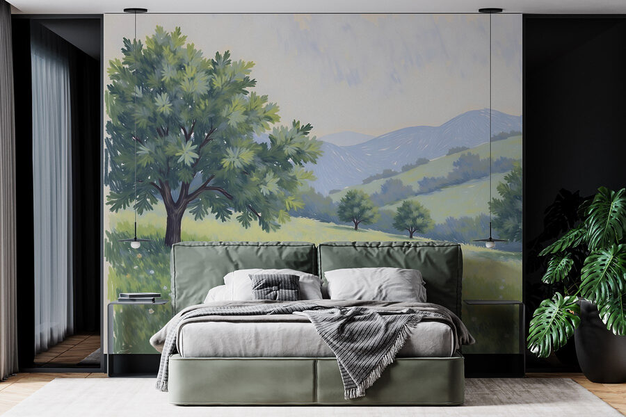 Paesaggio con alberi e colline Paesaggio con alberi e colline