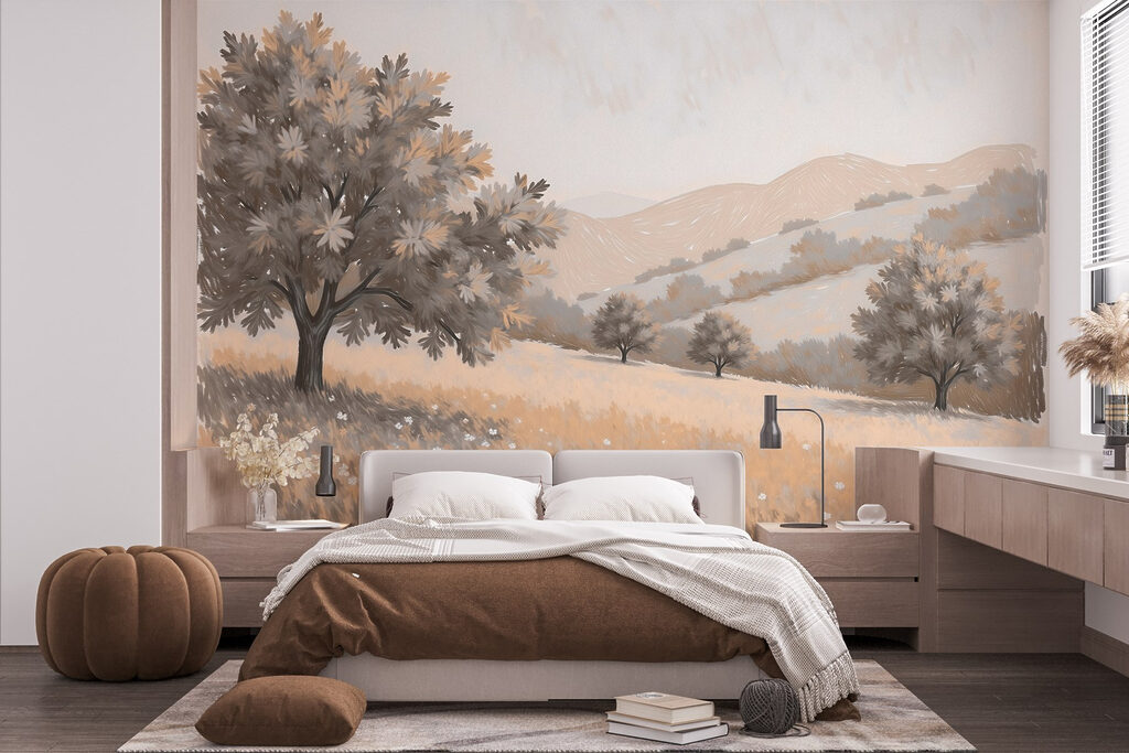 Landscape with trees and hills