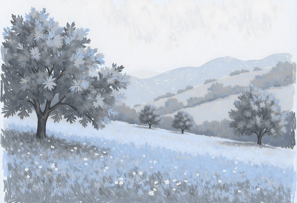 Paesaggio con alberi e fiori Paesaggio con alberi e fiori