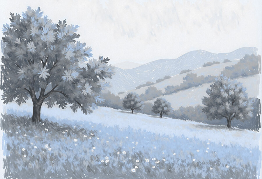 Paesaggio con alberi e fiori Paesaggio con alberi e fiori