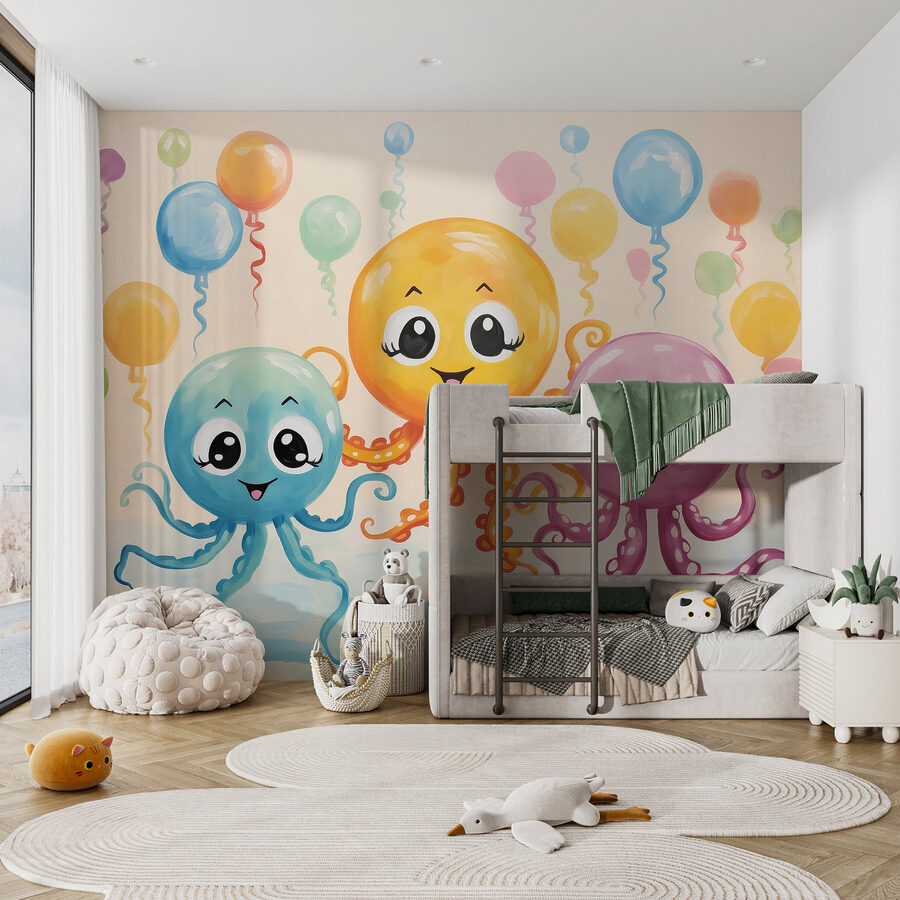 Gruppo di polpi con palloncini