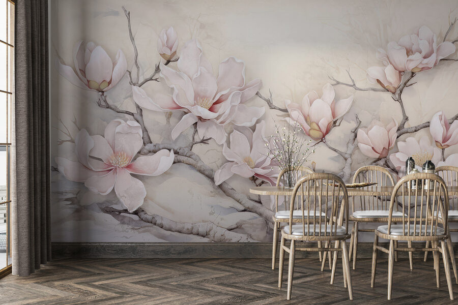 Pittura di fiori su un ramo