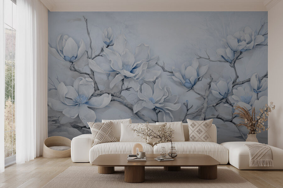 Pittura di fiori bianchi su un ramo