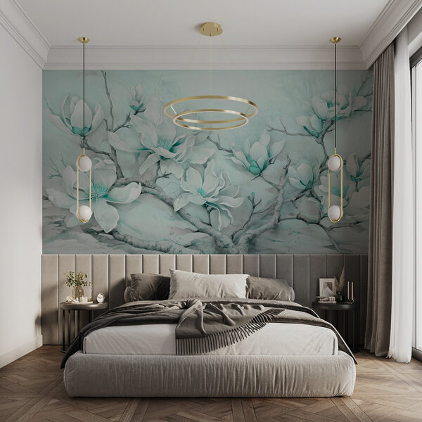 Pittura di fiori bianchi su un ramo Pittura di fiori bianchi su un ramo