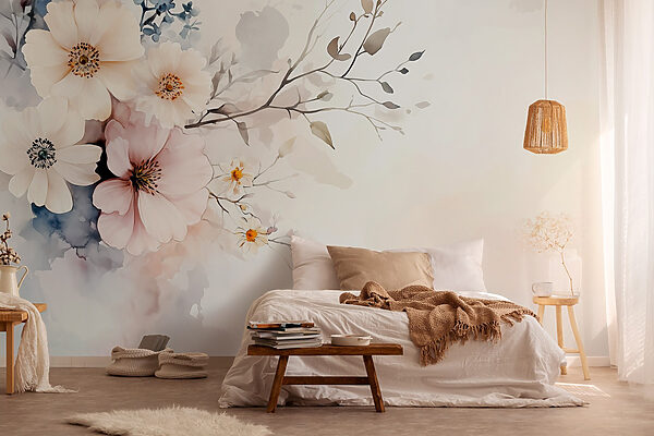 Pittura di fiori su sfondo bianco Pittura di fiori su sfondo bianco